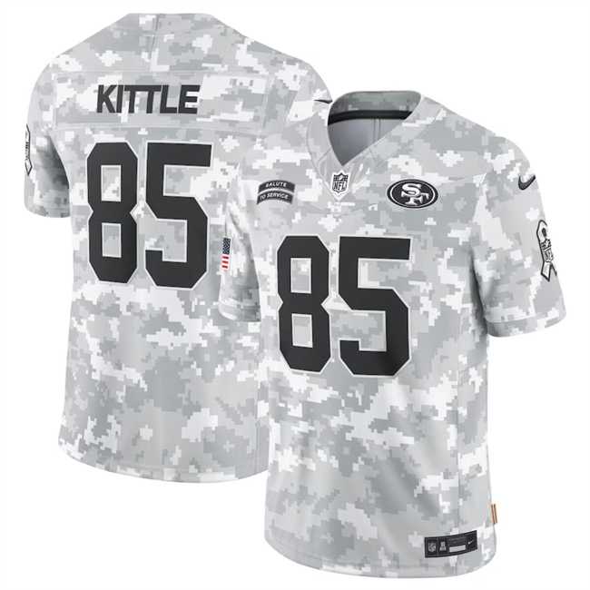 Men%27s San Francisco 49ers #85 George Kittle 2024 Arctic Camo Salute To Service Limited Stitched Jersey Dyin